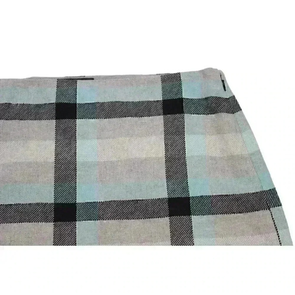 NWT Talbots Size 16 Petite Gray Blue Tartan Plaid Wool Blend Mini Pencil Skirt - Picture 2 of 9